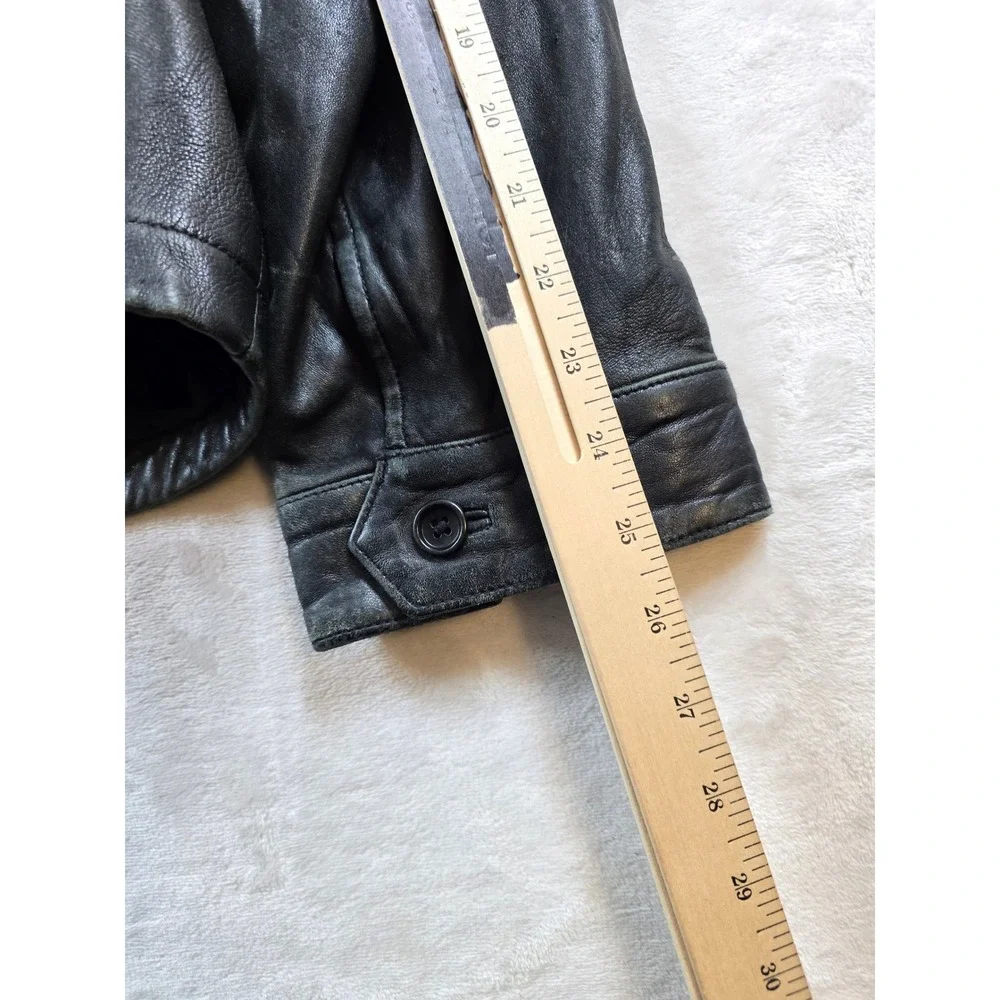 Banana Republic Leather Jacket Mens Large Black Distressed Well Worn Vintage